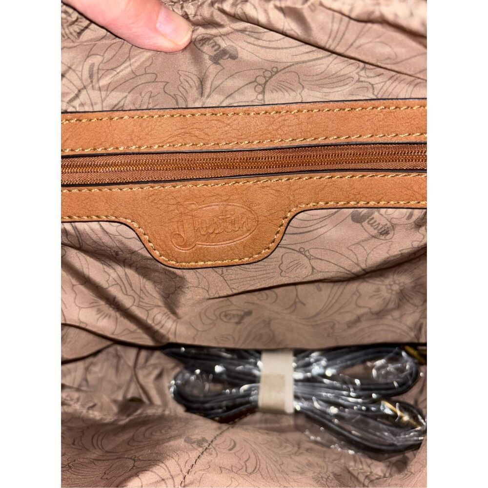 Justin Boots Women’s Leather Crossbody Purse Brown Rodeo Western Cheetah New! - Picture 8 of 8